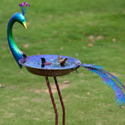 Peacock Bird Bath Outdoor Garden Decor – Metal Feeder Tray Yard Ornament 38