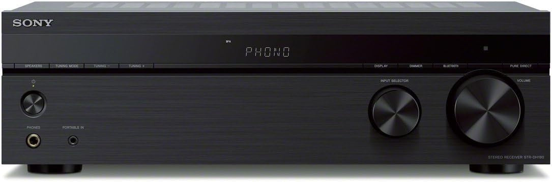 Stereo Amplifier with Phono Input Bluetooth FM Receiver Black