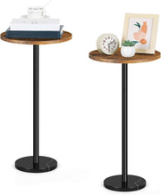 Brown 2-Pack Round Side Tables 32x32x62.5 cm | Small Coffee & Sofa End Tables
