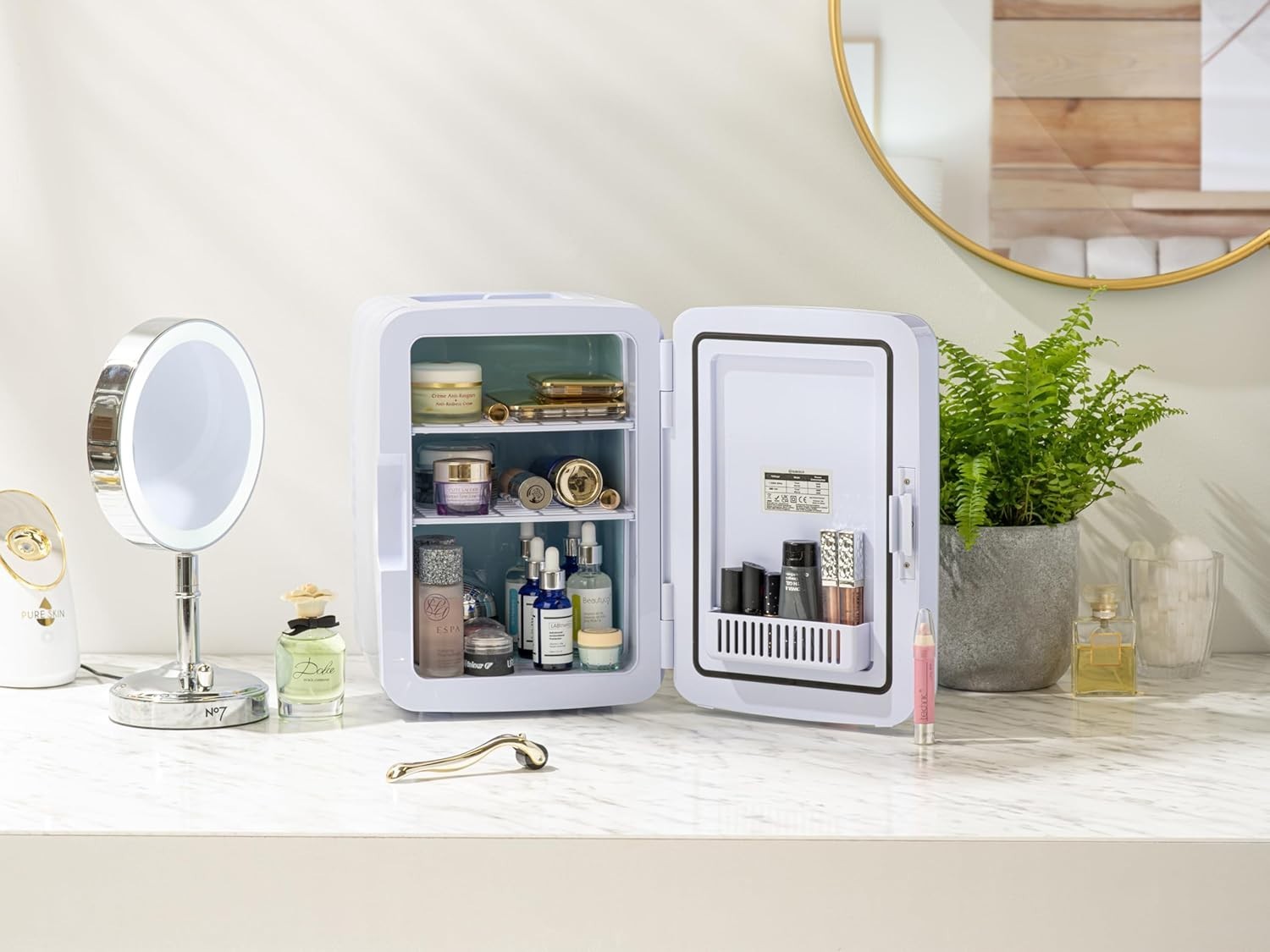 Portable Mini Fridge Cooler & Warmer 10L Compact AC/DC White Free-Standing