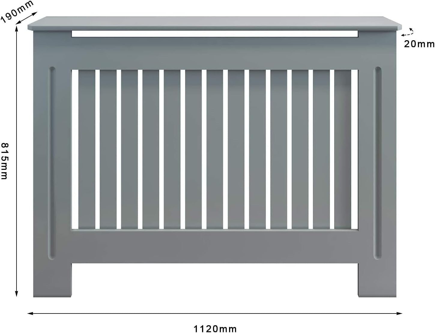 Medium Grey Radiator Cover Cabinet | Modern Vertical Slatted MDF Heater Cover