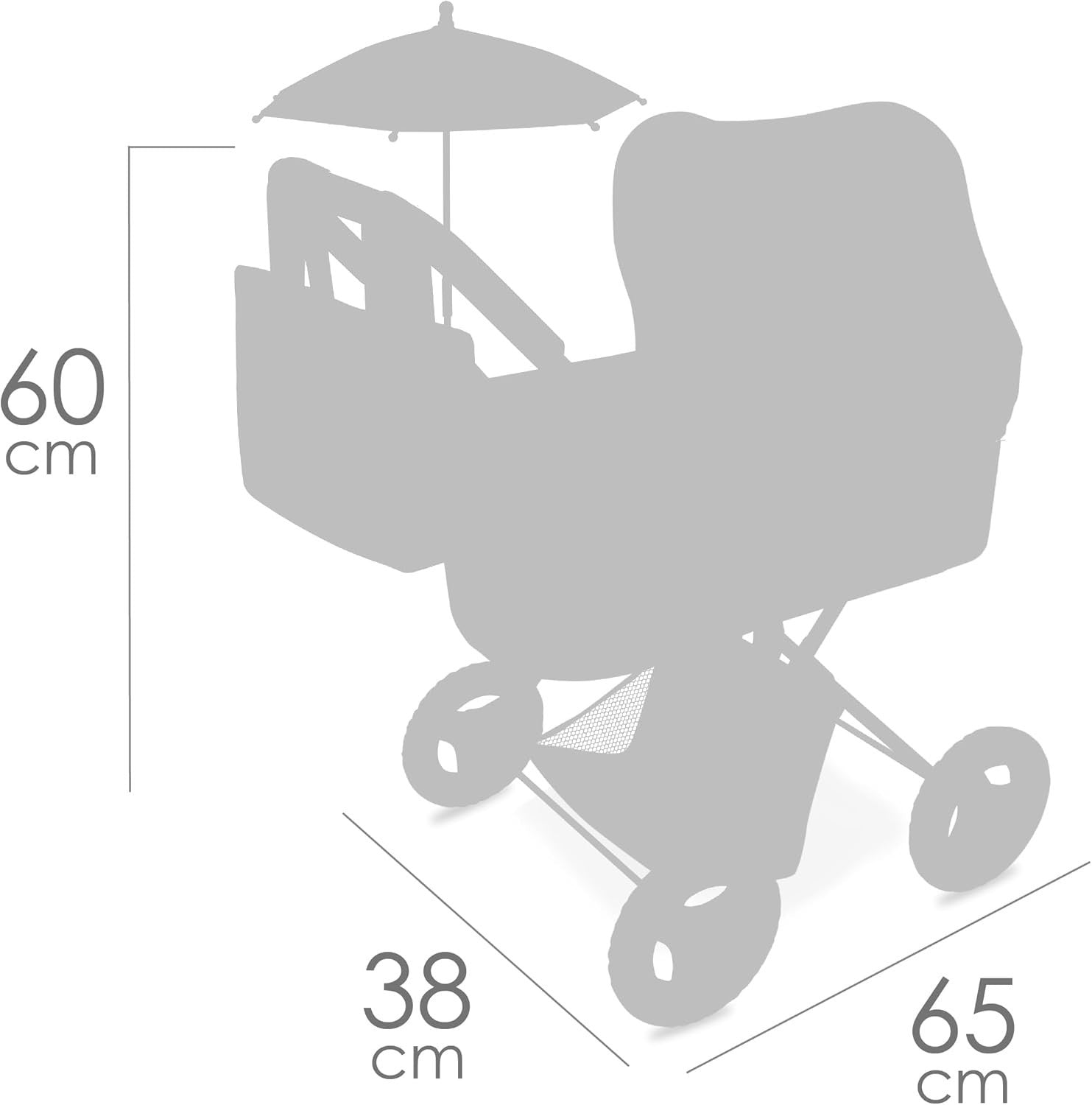 Folding Dolls Pram Pushchair with Parasol Lightweight Luxury Design
