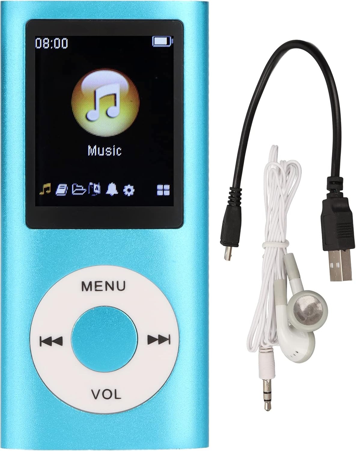 Portable Slim MP3 Player 1.8" LCD Lossless Music Player 64GB Blue