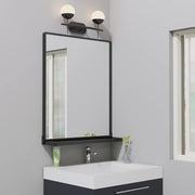 Modern Black Wall Mirror with Shelf 62x50cm – Sleek, Scratch-Resistant