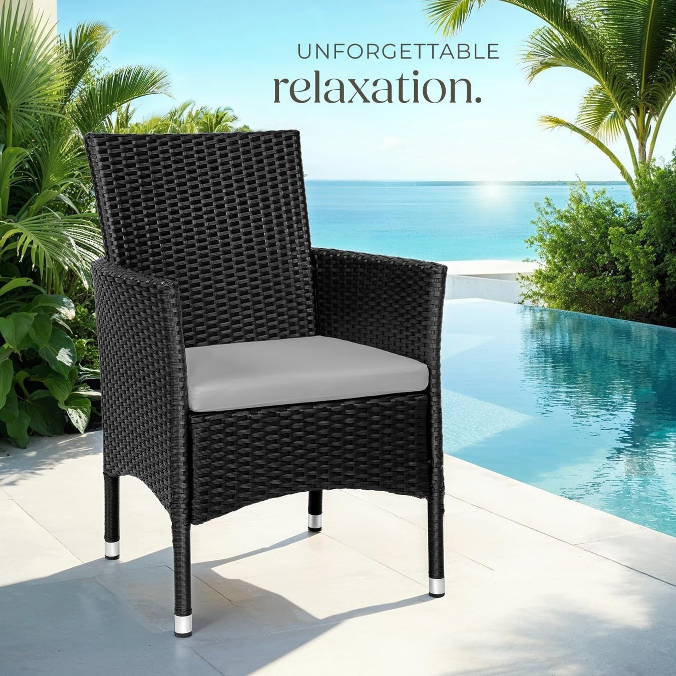 Set of 2 Rattan Garden Chairs with Cushions Patio Balcony Armchairs