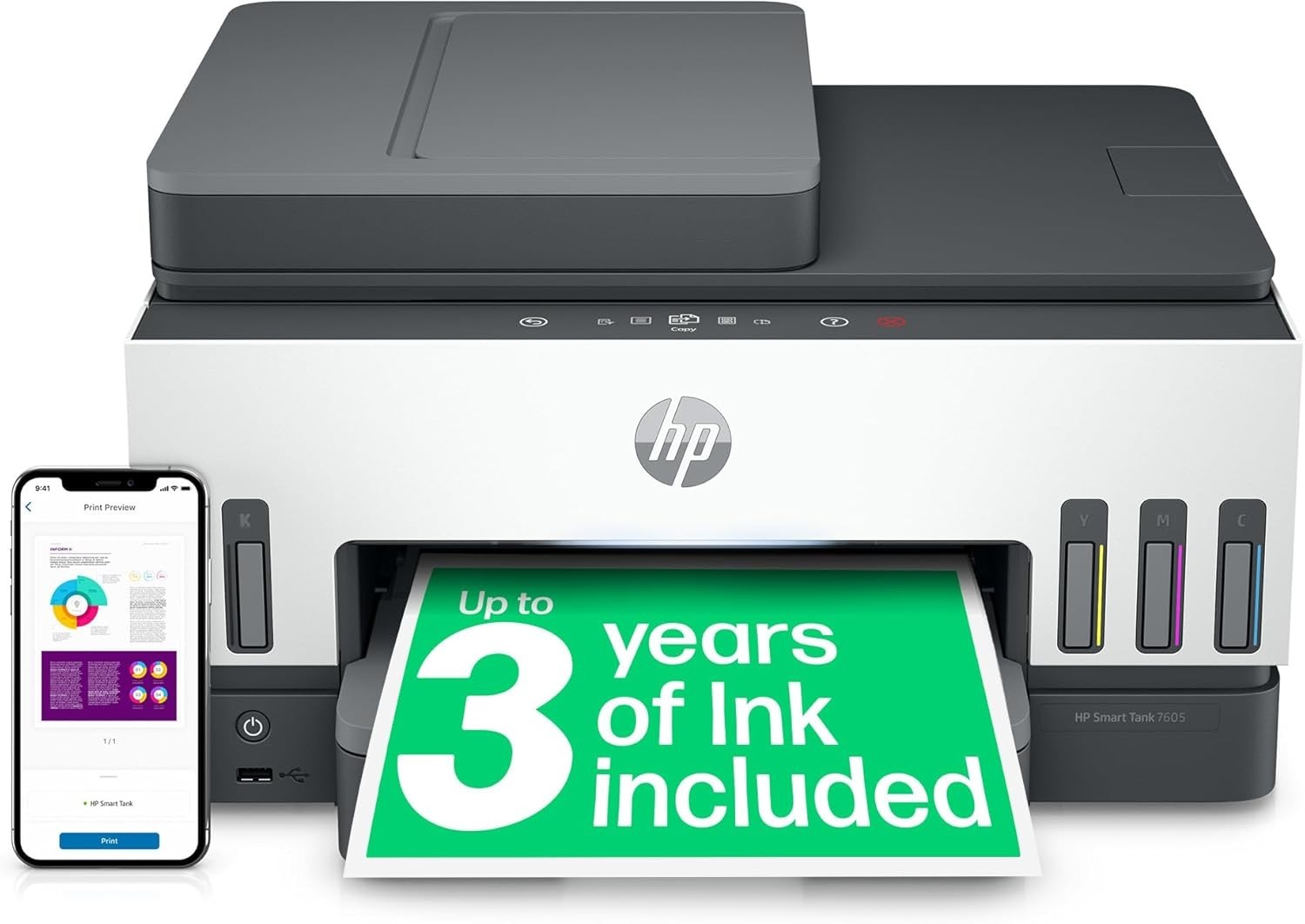 All-In-One Grey Wireless Printer Duplex Feeder Scan Copy Fax Home Office