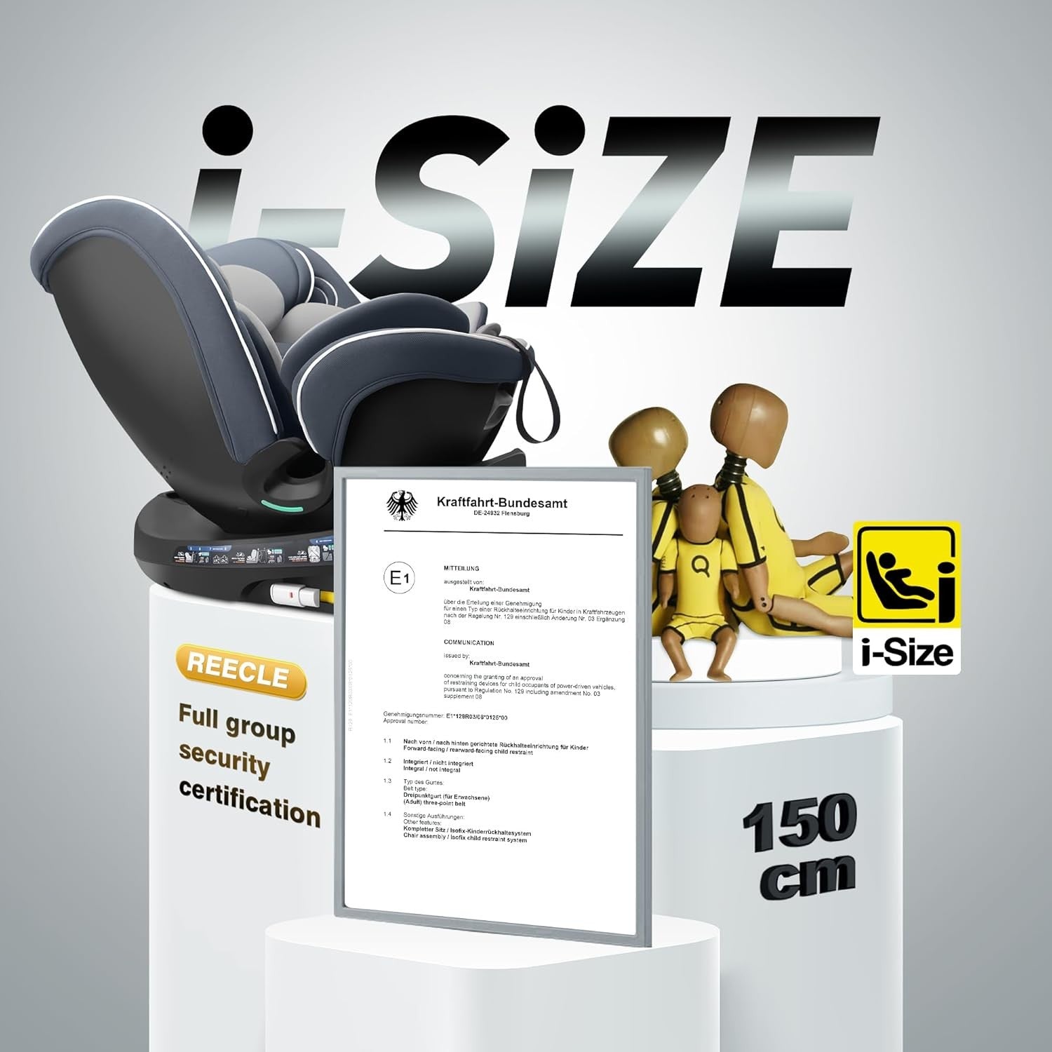 360° ISOFIX i-Size Child Car Seat 40–150cm Birth–12Y Rear Forward Facing