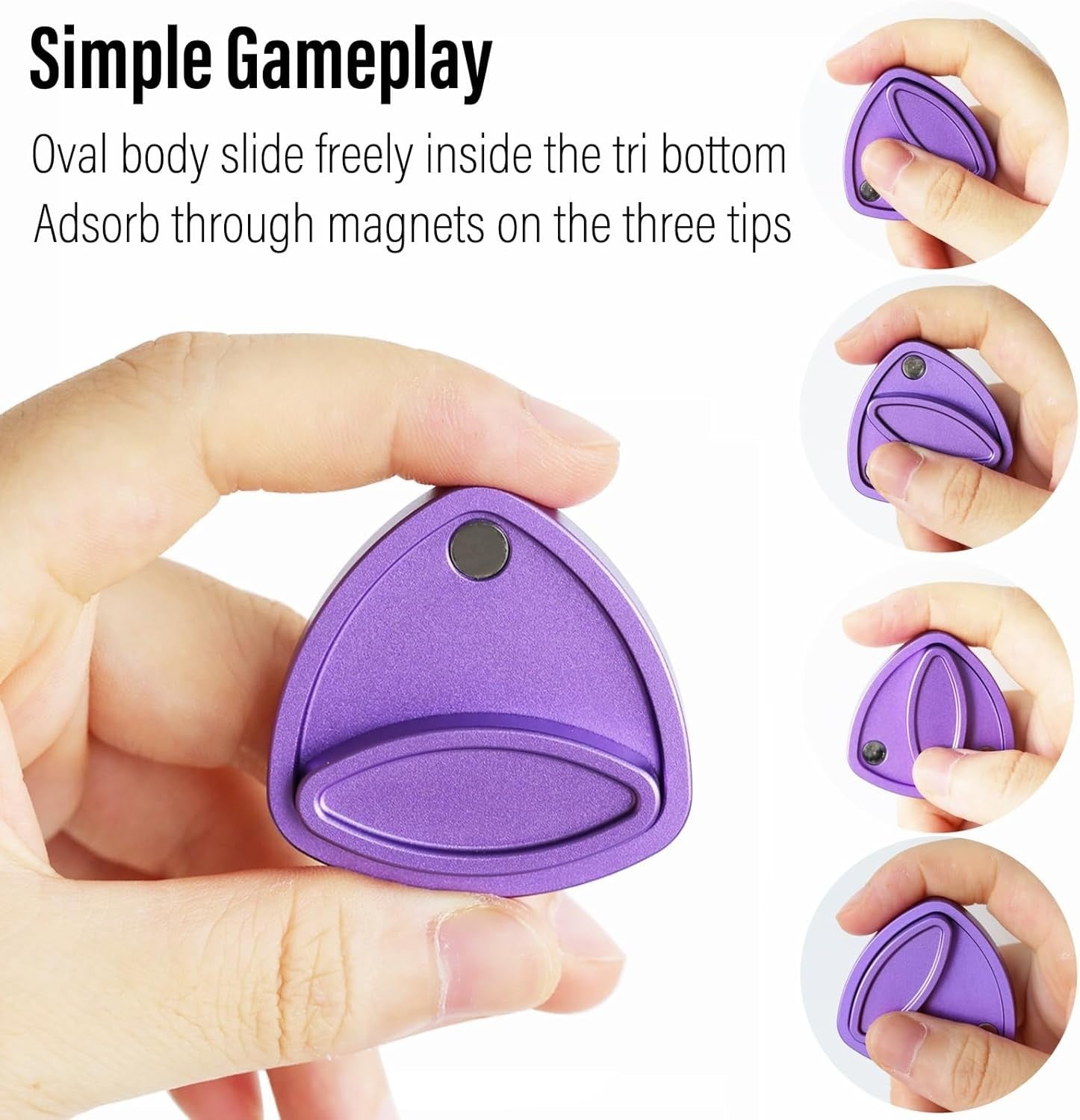 Purple Metal Pivot Fidget Slider Magnetic Clicker Triangle EDC