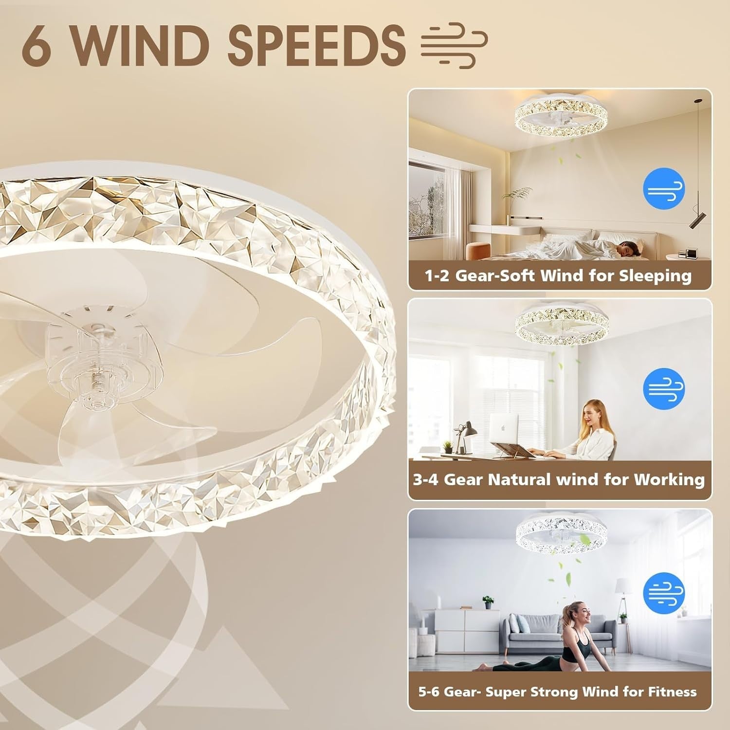 40CM LED Ceiling Fan Light with Remote & App Control