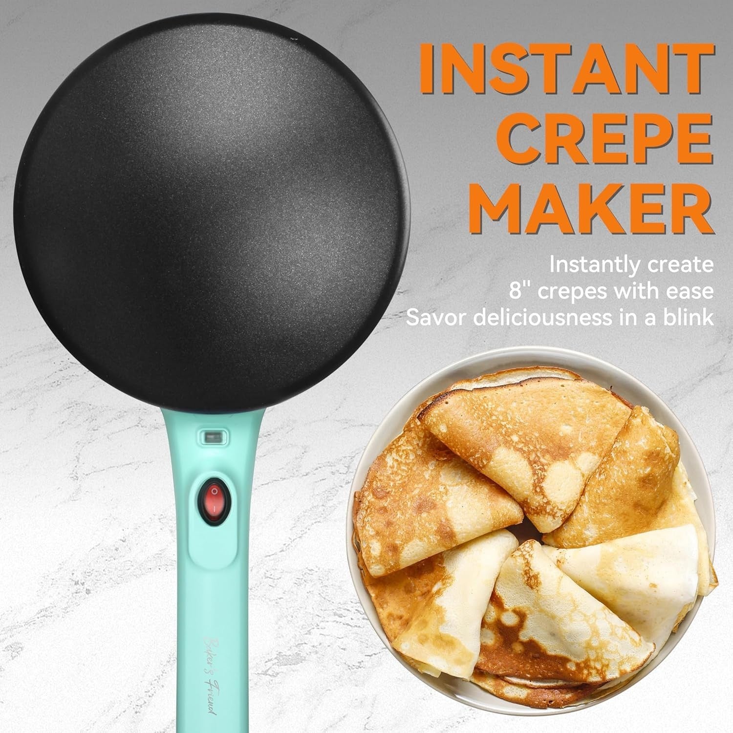 8" Electric Crepe Maker 800W Non-Stick Lightweight with Tools