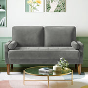 Modern Grey 2 Seater Velvet Sofa Small Couch for Lounge Bedroom Office