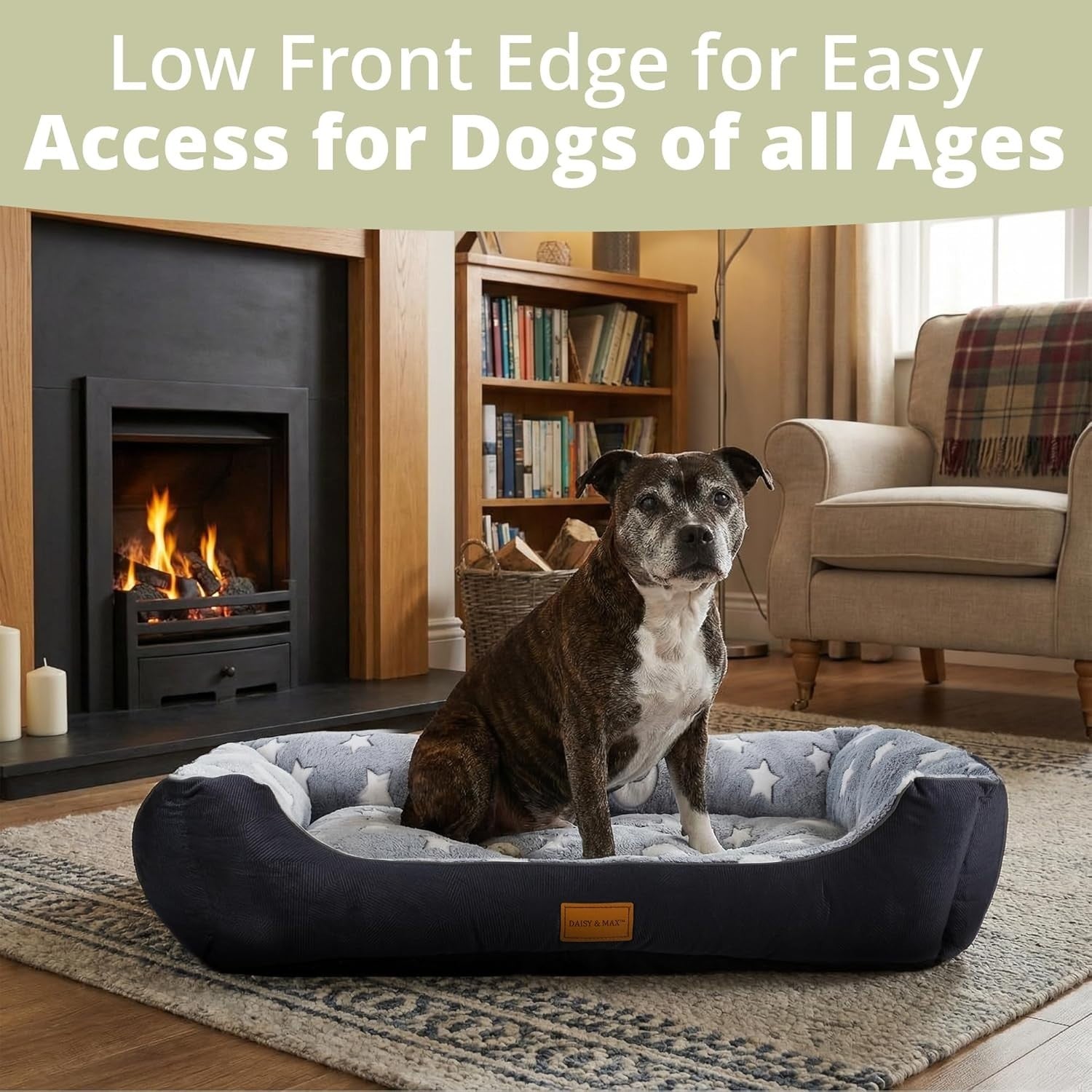 Extra Large Plush Dog Bed 89x64cm Washable Non Slip