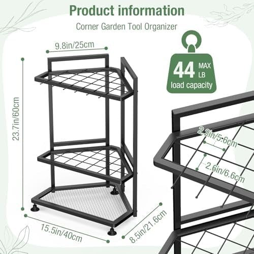 Corner Garden Tool Organizer Metal Rack for Shovels Rakes Brooms Storage