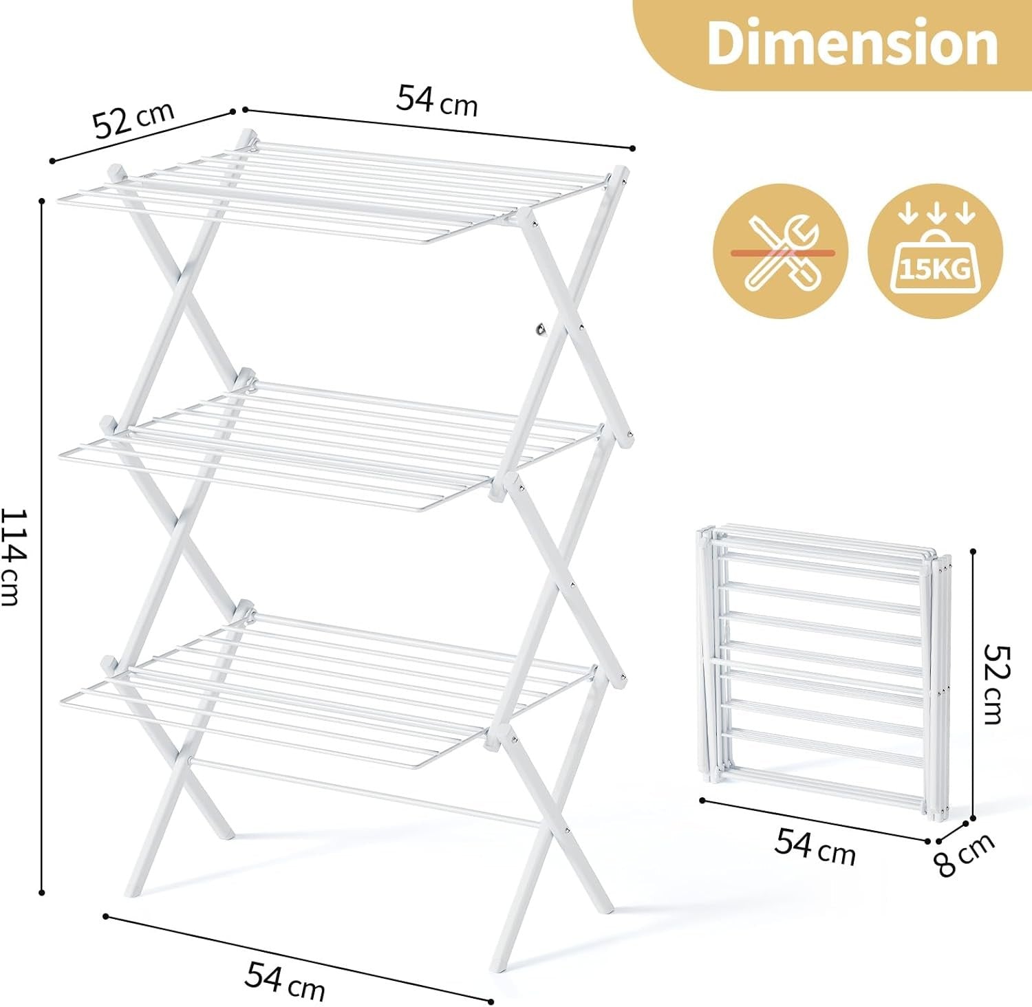 3 Tier Clothes Airer Foldable Drying Rack Space Saving Indoor Laundry Stand