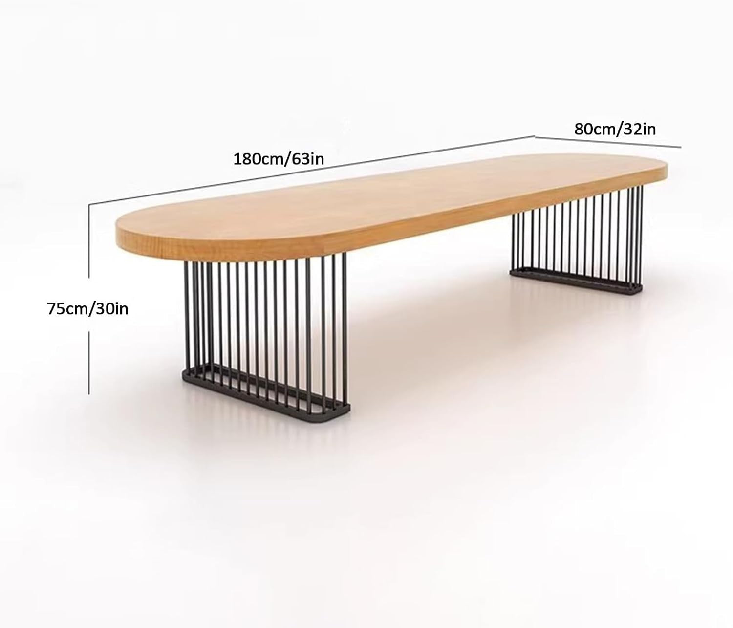 71" Solid Wood Oval Conference Table – Heavy-Duty Meeting Desk w/ Steel Legs
