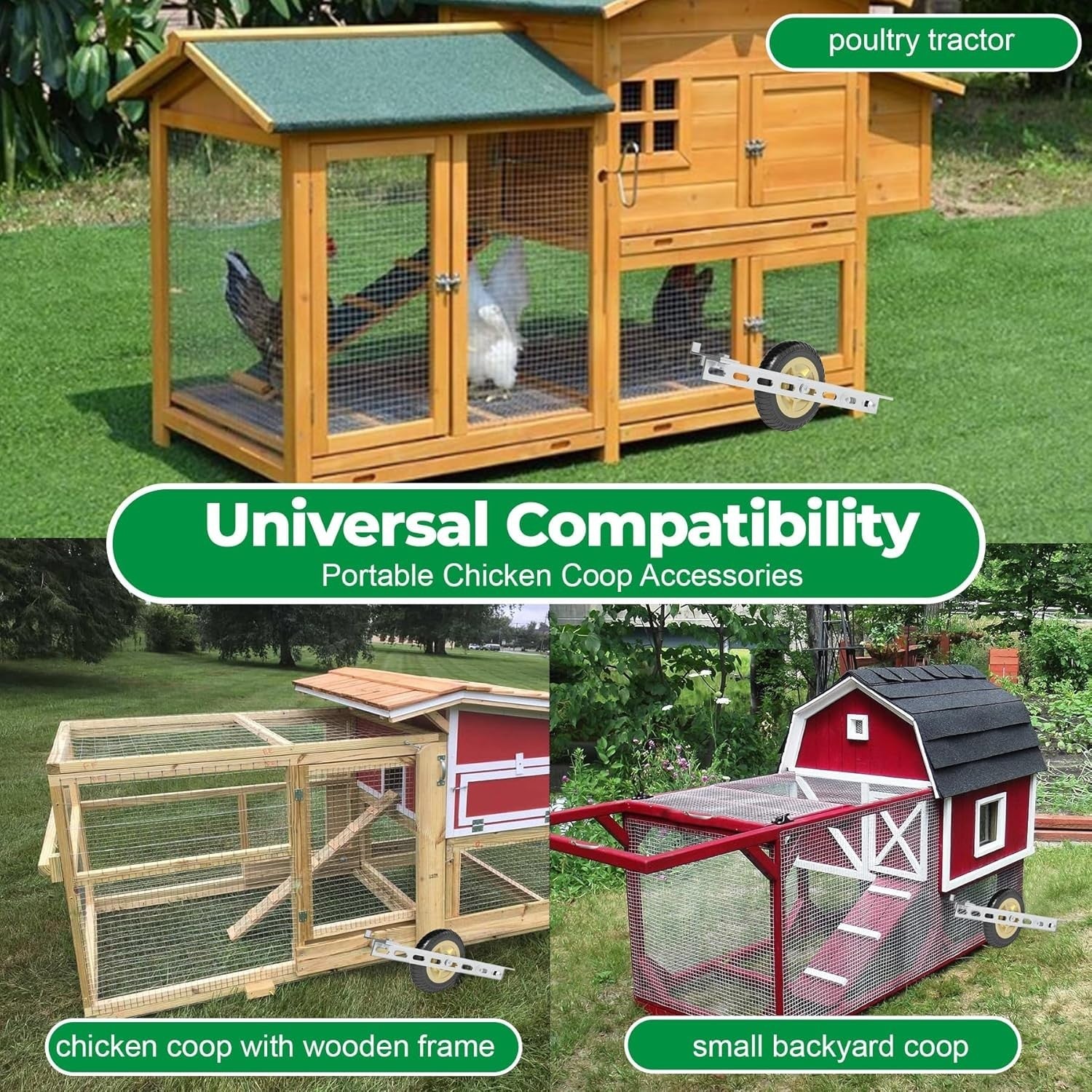 Chicken Coop Wheels Kit 2 Pack Heavy Duty 5in Casters Handles 180lbs