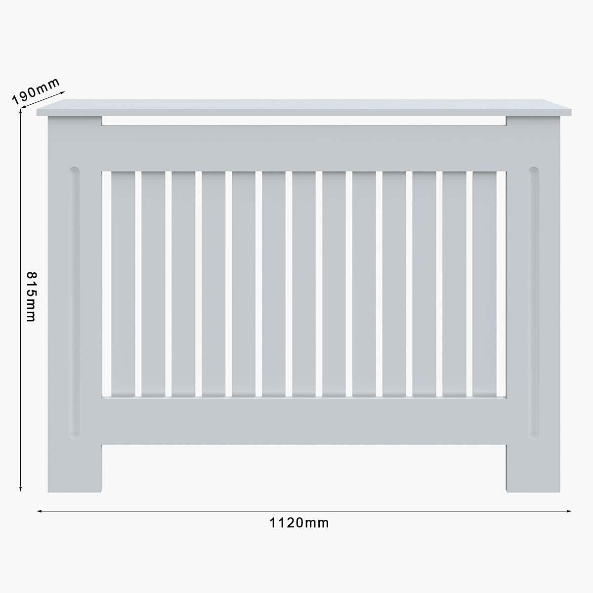 Medium Radiator Cover Cabinet White Slat MDF Modern Heater Shelf for Home Decor