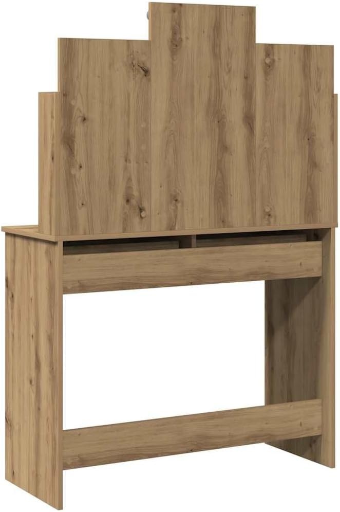 Modern Makeup Vanity Desk Set with Mirror & LED Lights Bedroom Artisan Oak