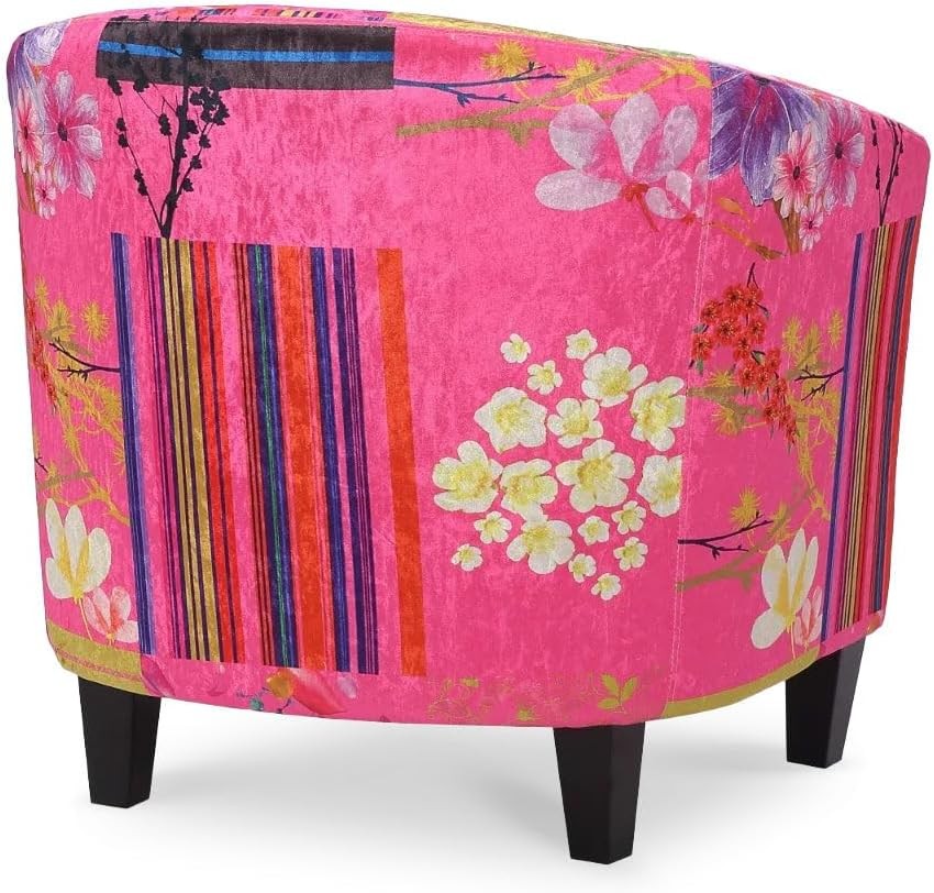 Pink Patchwork Accent Tub Chair Colourful Bucket Armchair