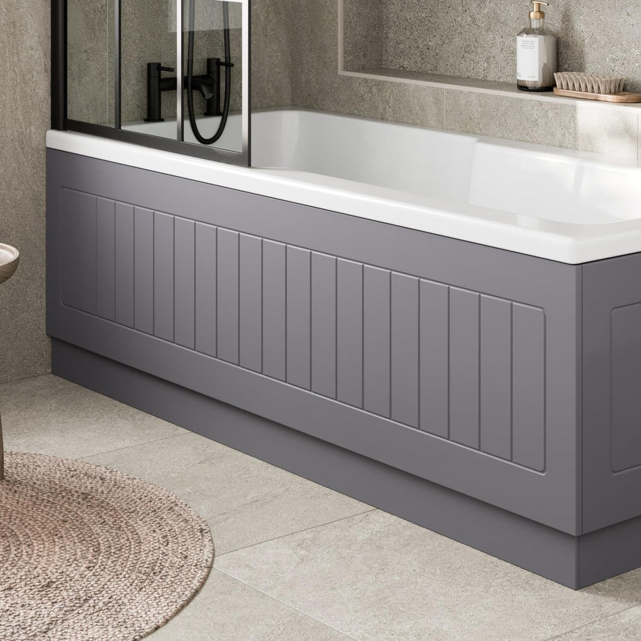 1700mm Grey Gloss MDF Front Bath Panel Tongue & Groove with Adjustable Plinth