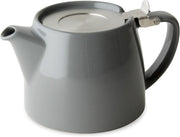 Porcelain Teapot with Infuser 18oz Grey Tea Pot Dishwasher Safe Lid