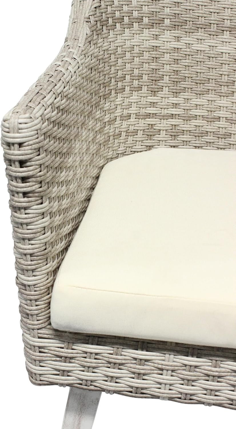 Indoor Rattan Dining Armchair With Cushion Modern Woven Seat Solid Legs