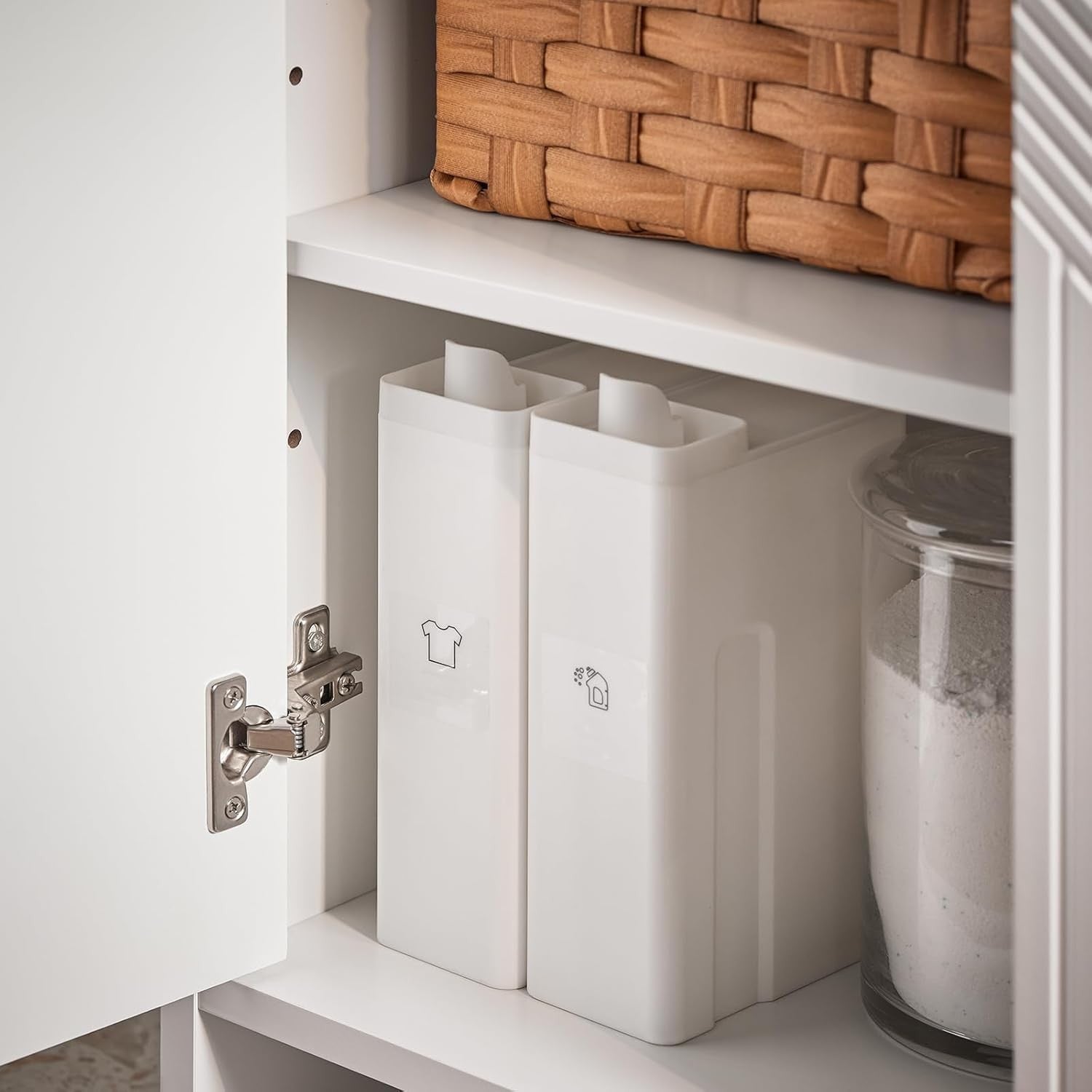 Slim White Under Sink Bathroom Cabinet – Adjustable Shelves Storage Unit