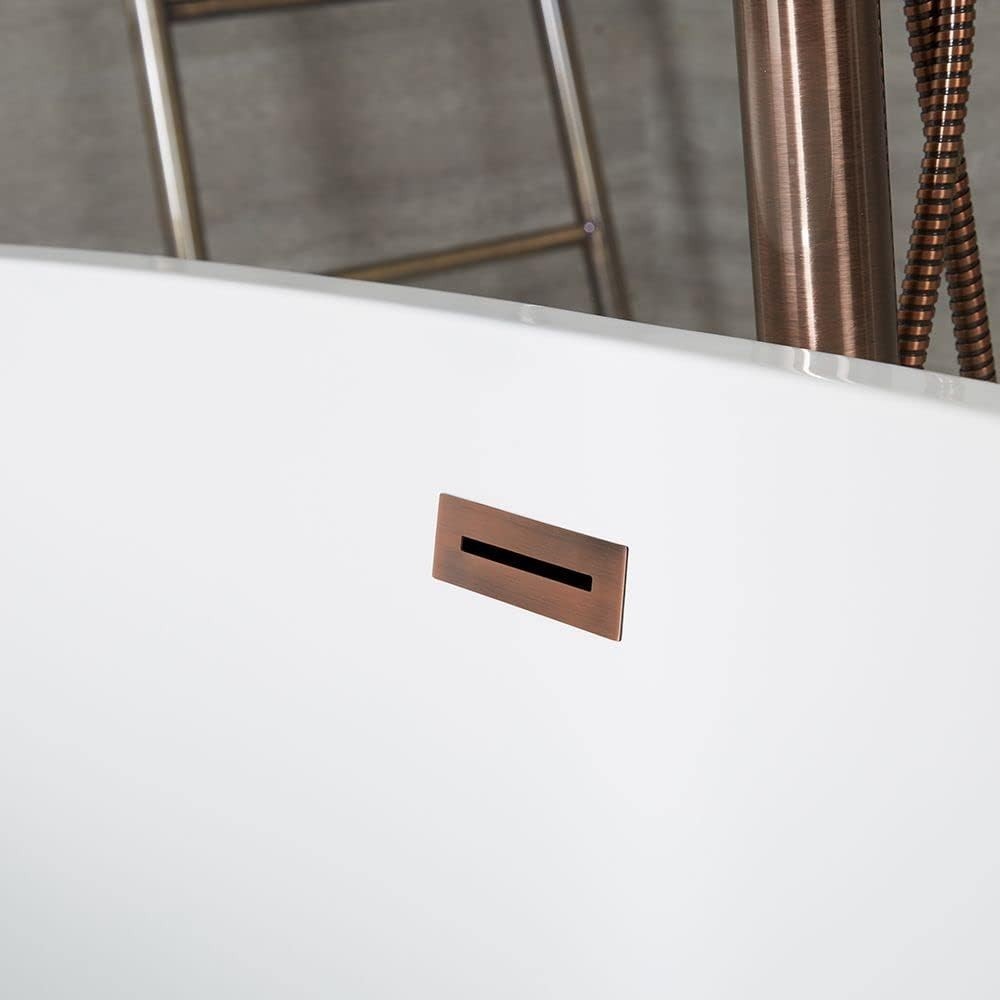 White Double Ended Freestanding Oval Bath 1595x740mm Copper Overflow