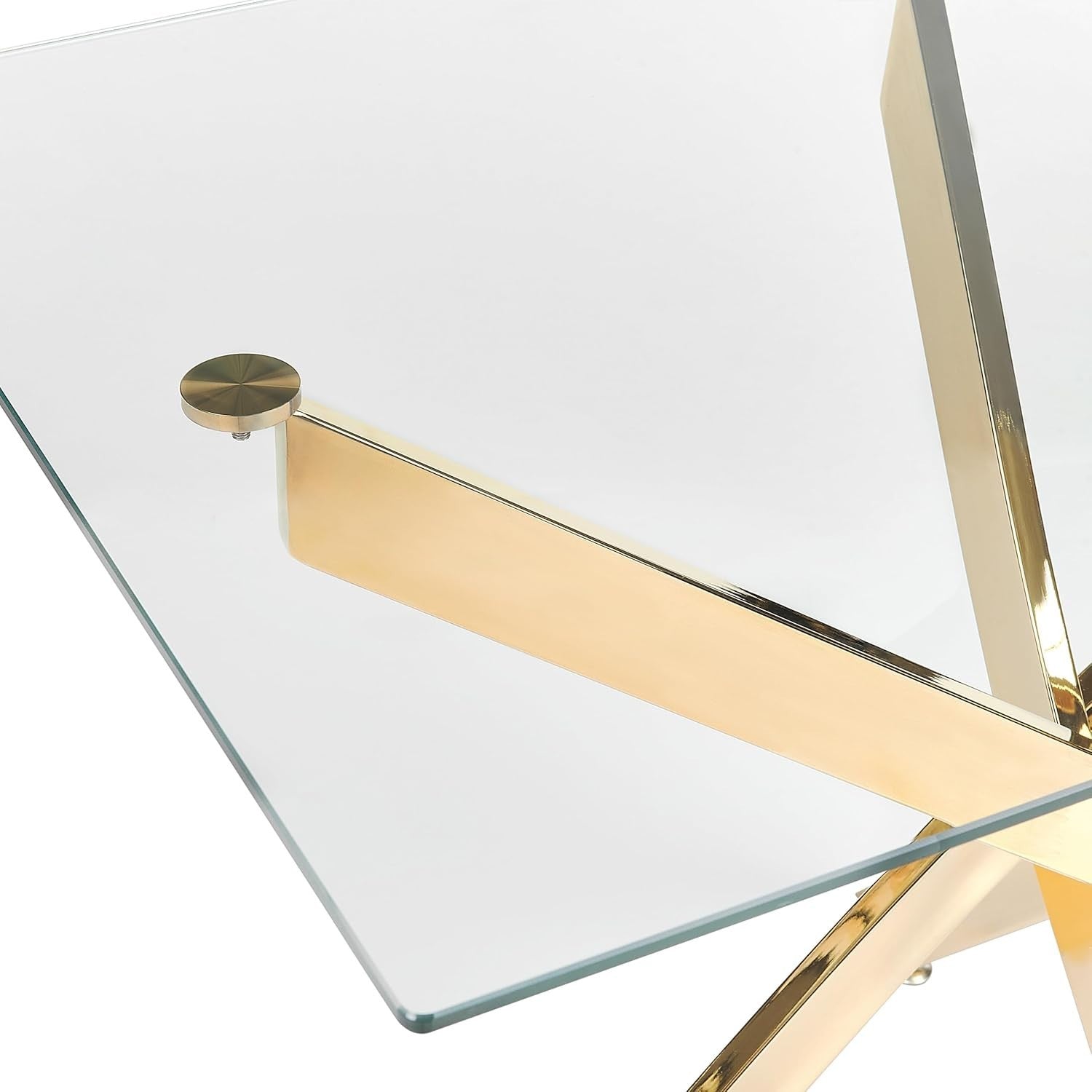 Rectangular Glass Dining Table 120x70cm Gold Metal Legs Modern Tempered Top