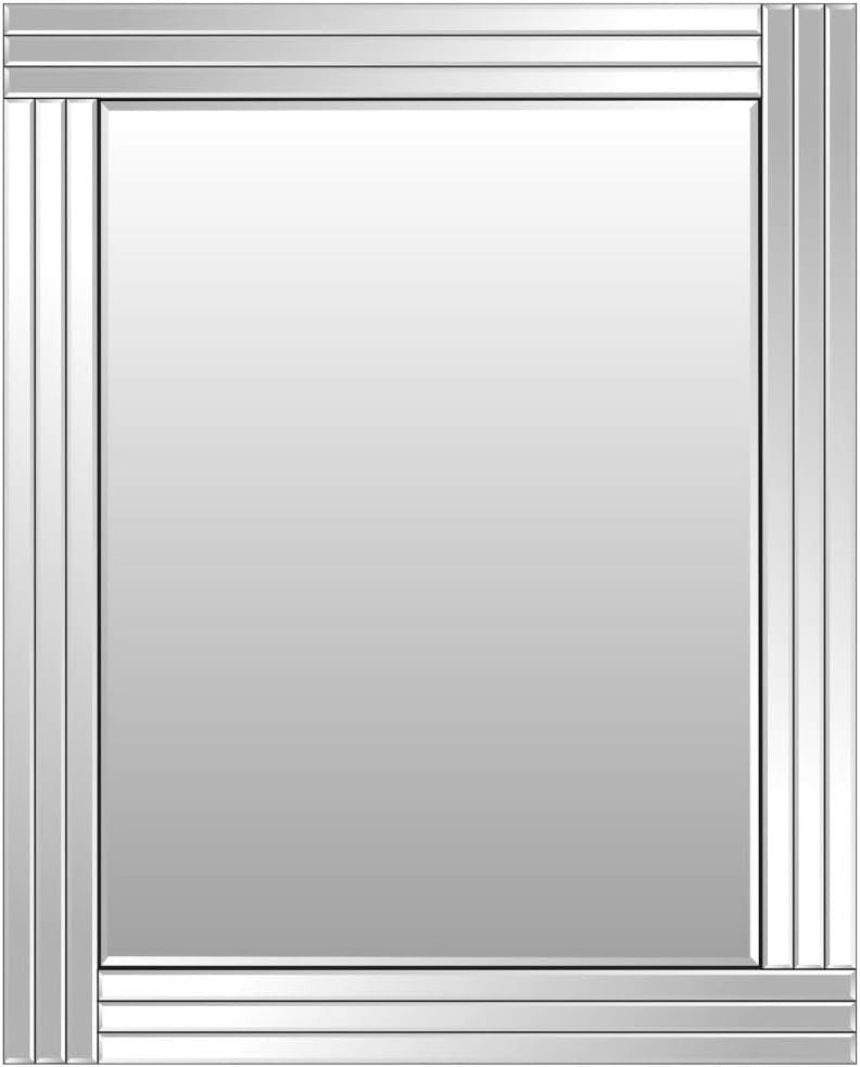 Large Frameless Beveled Glass Wall Mirror 144x116cm Modern Decor