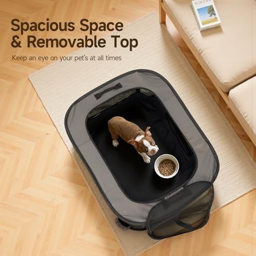 Foldable Puppy Playpen Grey – Portable Indoor & Outdoor Pet Cage 71x56x46cm