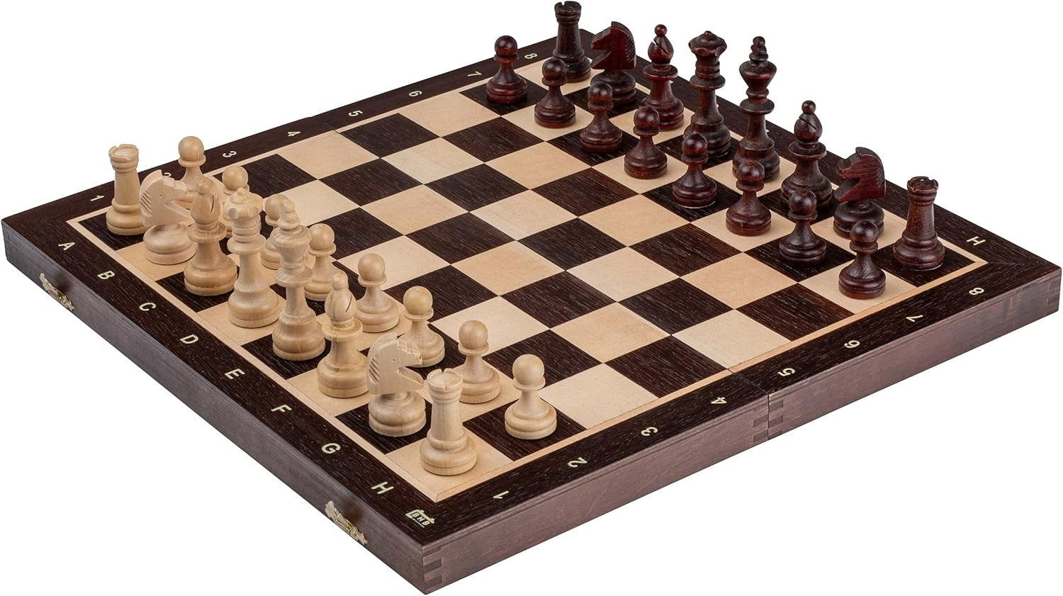 38cm Magnetic Tournament Chess Set – Weighted Wenge Pieces & Folding Board