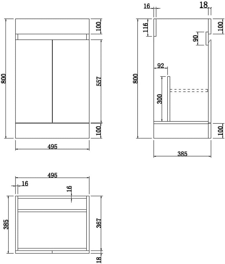Grey Gloss 500mm Bathroom Vanity Unit with Basin | Modern Sink Storage Cabinet