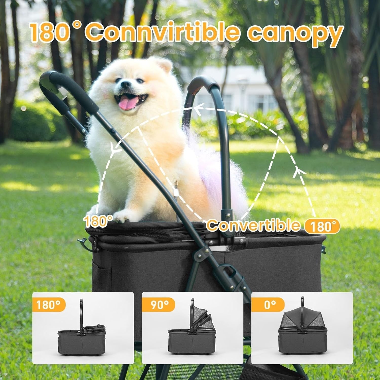 3in1 Dog Stroller Foldable Pet Buggy Detachable Carrier 15kg