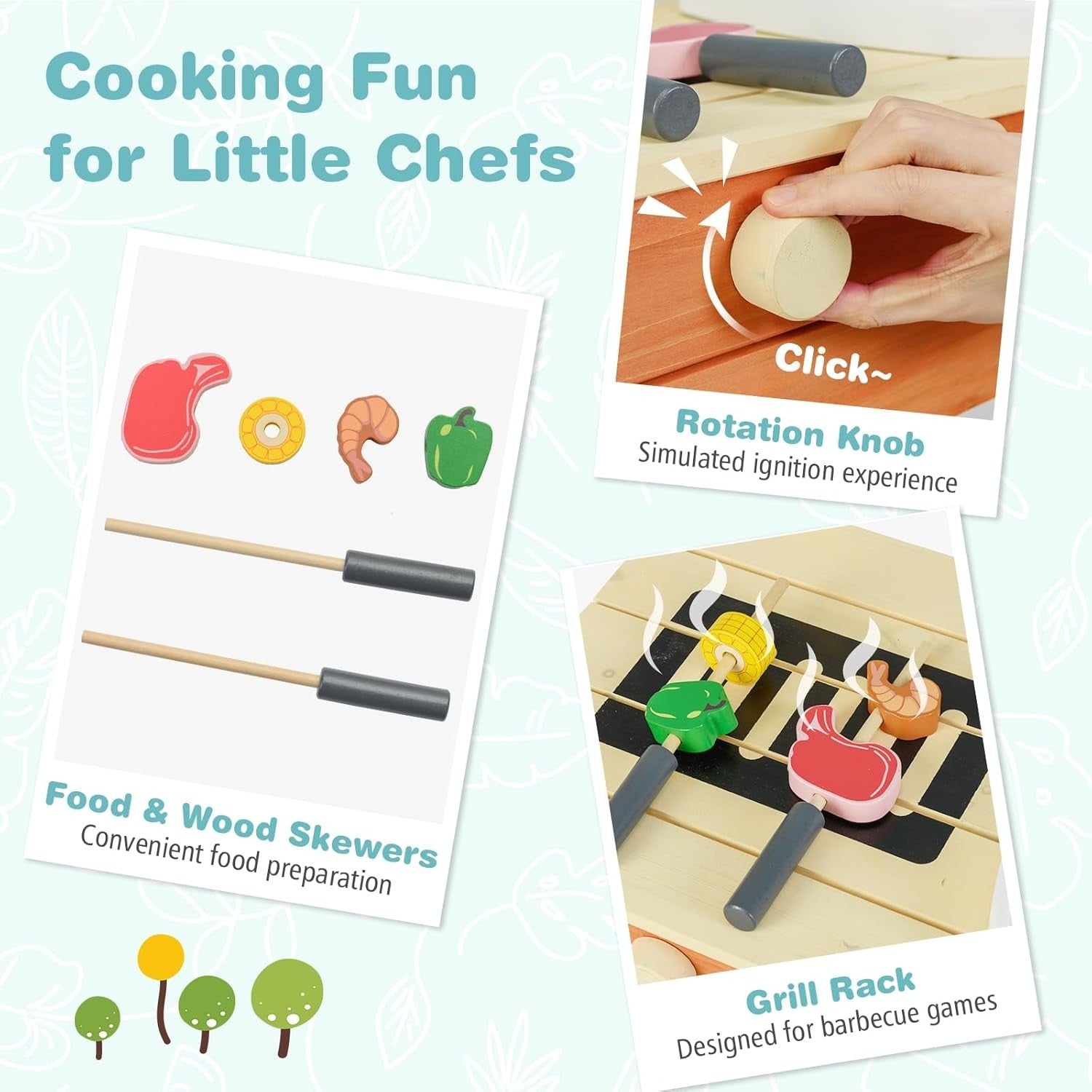 Outdoor Mud Kitchen Kids Wooden Playset w/ Sink Grill Gardening