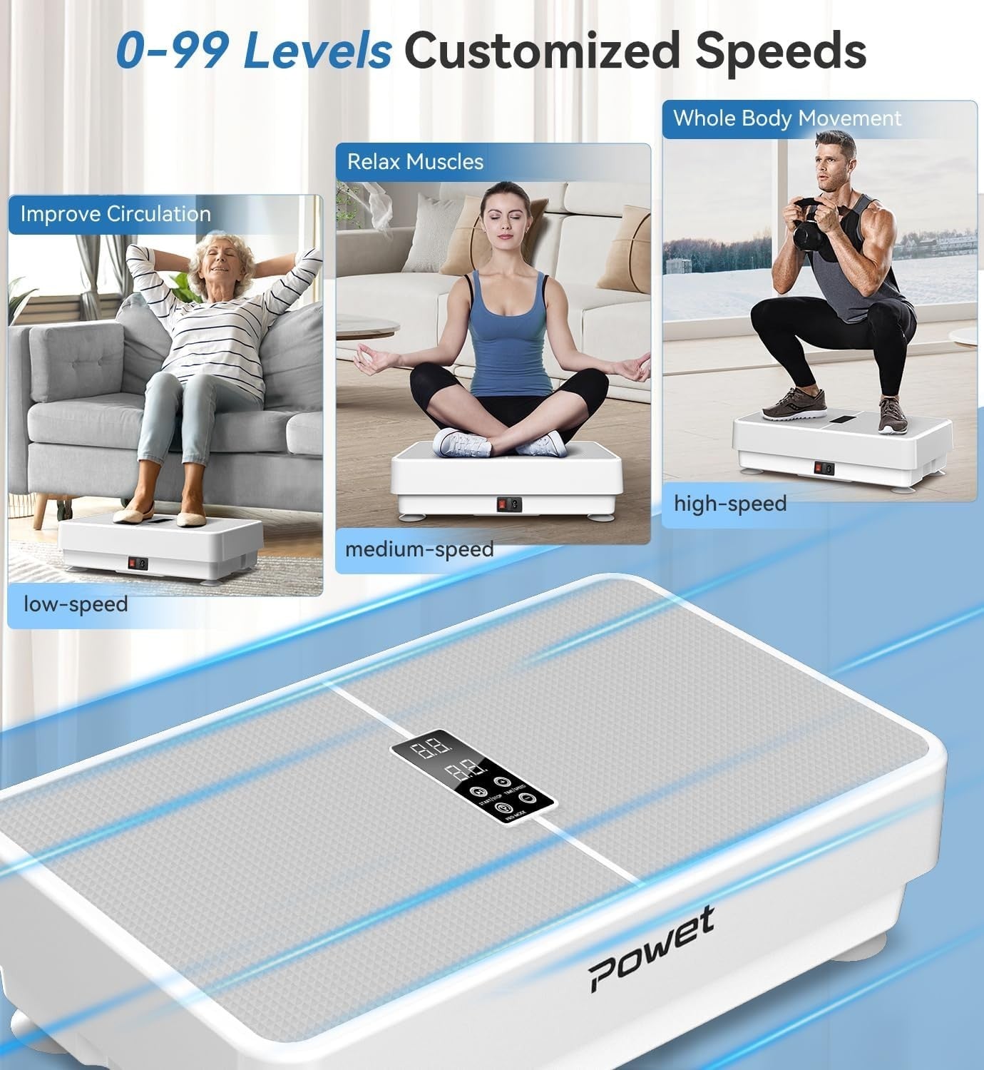 Full Body Vibration Plate Lymphatic Drainage Home Fitness White