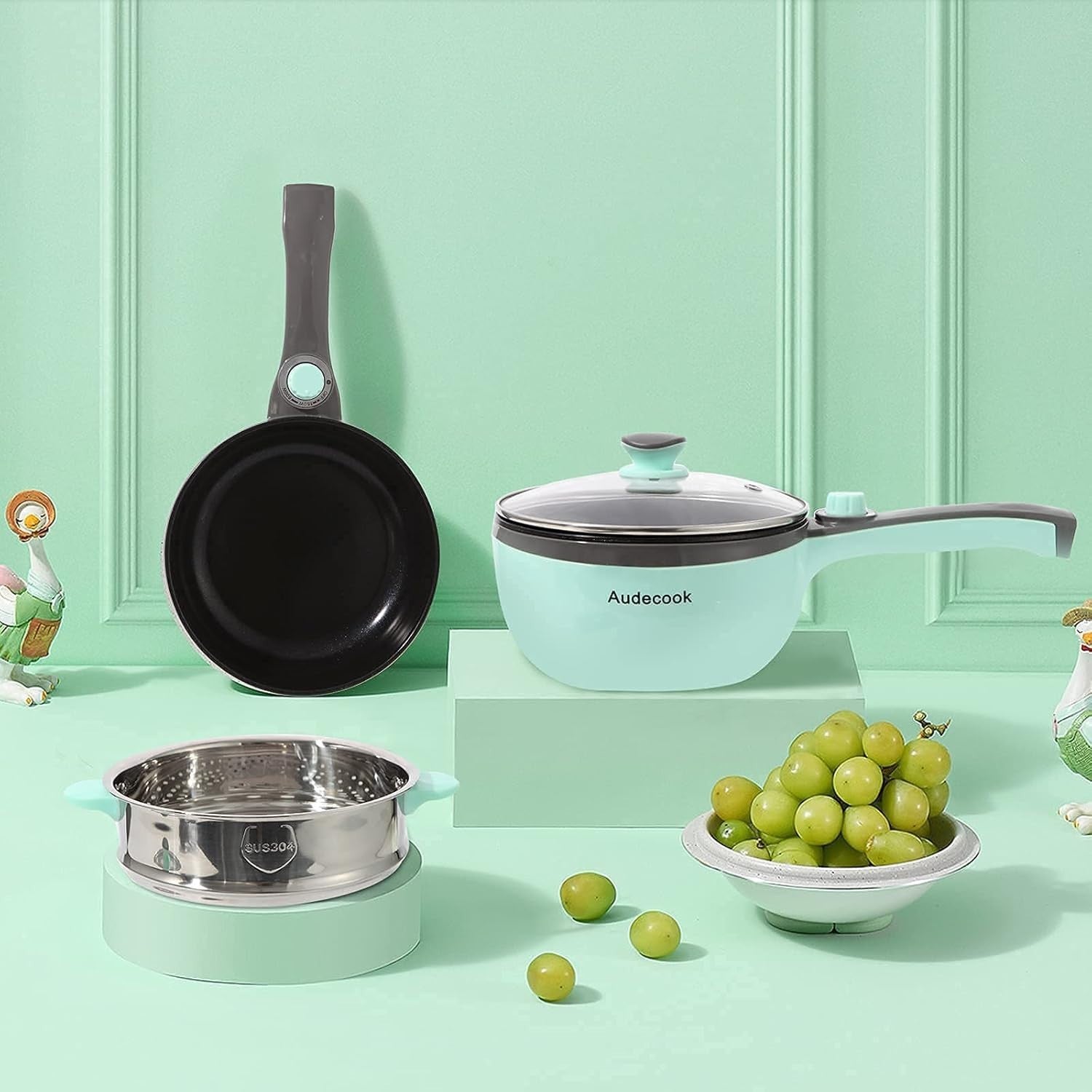 Electric Mini Hot Pot & Skillet with Steamer | Nonstick Multifunction Cooker
