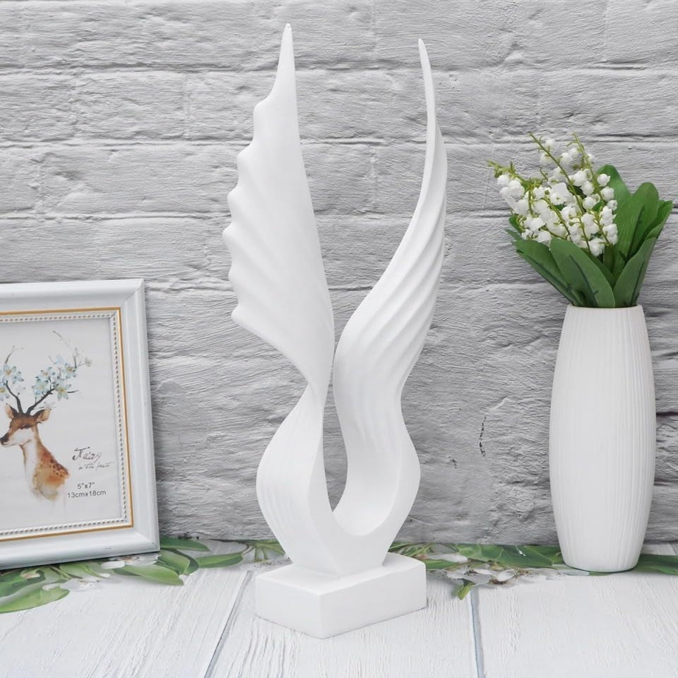 Angel Wing Resin Sculpture Modern White Ornament for Living Room Bedroom Decor