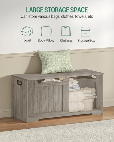 Lift-Top Wooden Storage Bench with Shoe Organizer & Removable Lid