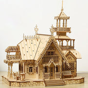 3D Wooden Castle Puzzle Model – DIY Craft Kit for Adults & Kids