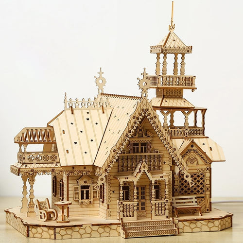 3D Wooden Castle Puzzle Model – DIY Craft Kit for Adults & Kids