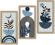 Mid Century Modern Wall Art Set of 3 Framed Abstract Prints