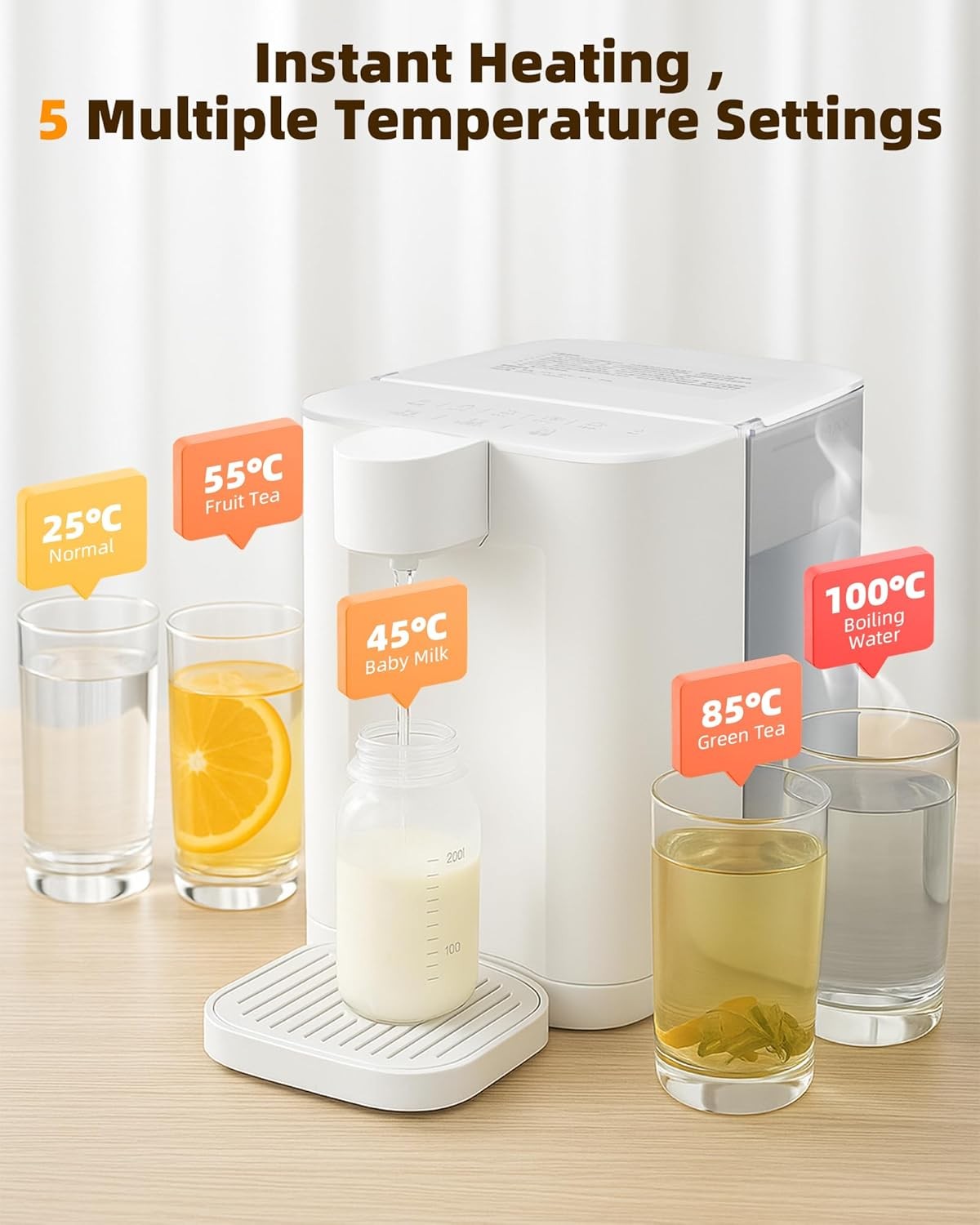 Instant Hot Water Dispenser 3L | Touch Screen 5 Temp Presets LED Light