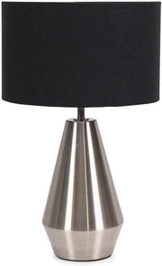 Silver Touch Dimmer Table Lamp Black Drum Shade Bedside LED Light