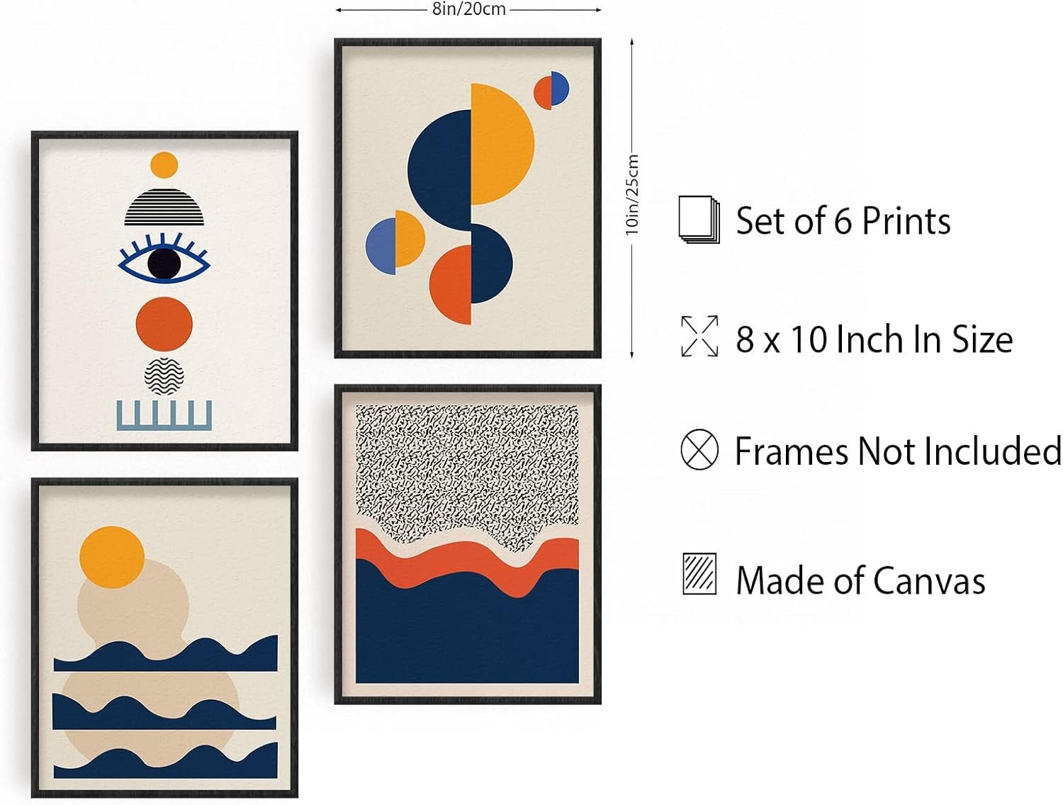 Abstract Wall Art Prints Set of 9 Modern Boho 8x10 Unframed