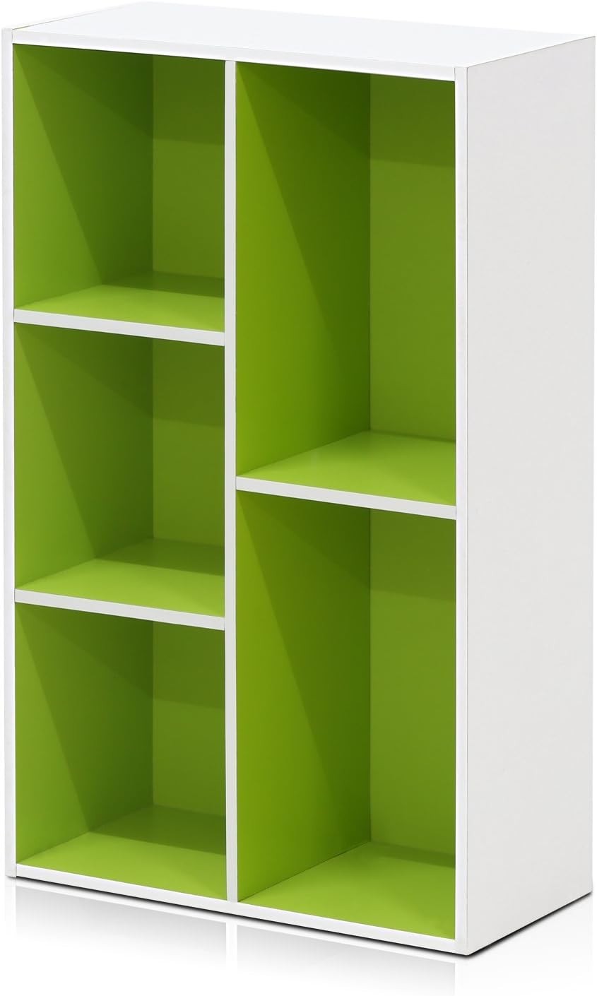 5 Cube Bookcase Storage Open Shelf Compact Organizer Bookshelf Display Green