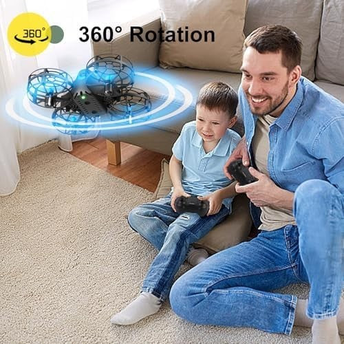 Mini Drone for Kids w/ 2 Batteries 360° Flip LED Lights 3 Speeds Auto Hover