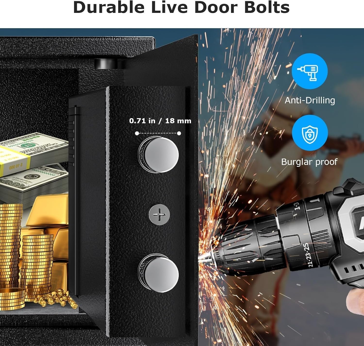 6.6L Digital Safe Box Electronic Keypad Cash Jewellery Security Safe