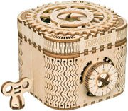 3D Wooden Treasure Box Puzzle Secret Password Lock DIY Model Kit