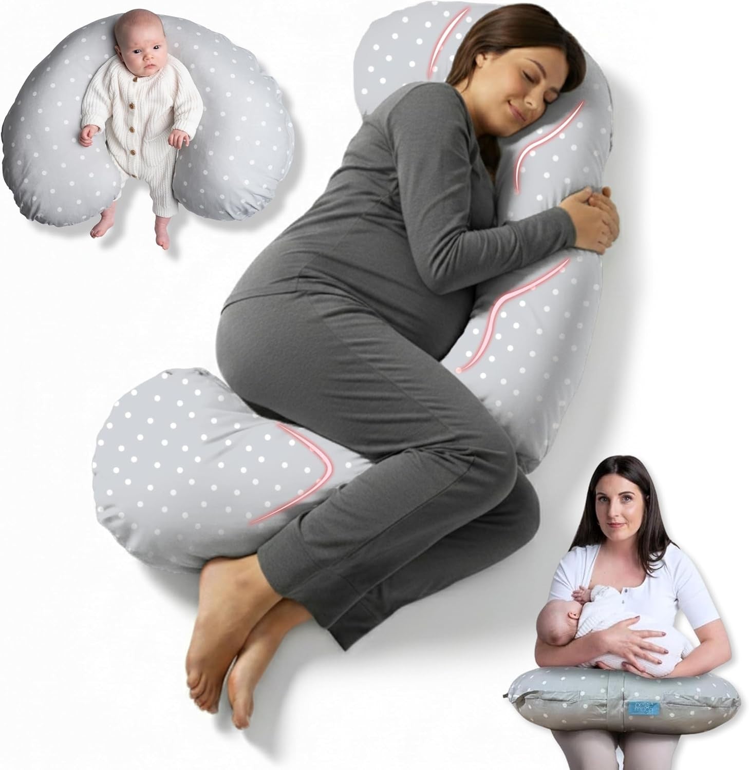 Full Body Pregnancy Pillow U Shape Maternity Support for Sleep & Nursing